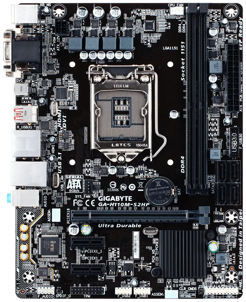 Материнська плата Gigabyte GA-H110M-S2HP rev.1.0 LGA 1151v1 (GA-H110M-S2HP REV.1.0) Б/В