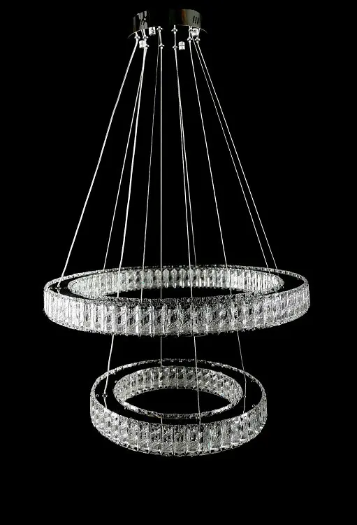 Підвісна світлодіодна люстра Splendid Ray L8045/400+600/2 LED (CH+clear), 2 кільця, хром, 40-60 см - фото 5