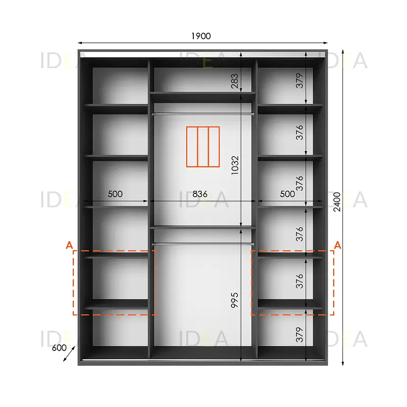 Шафа-купе Idea серія 3 190 x 60 x 240 см Антрацит - фото 2