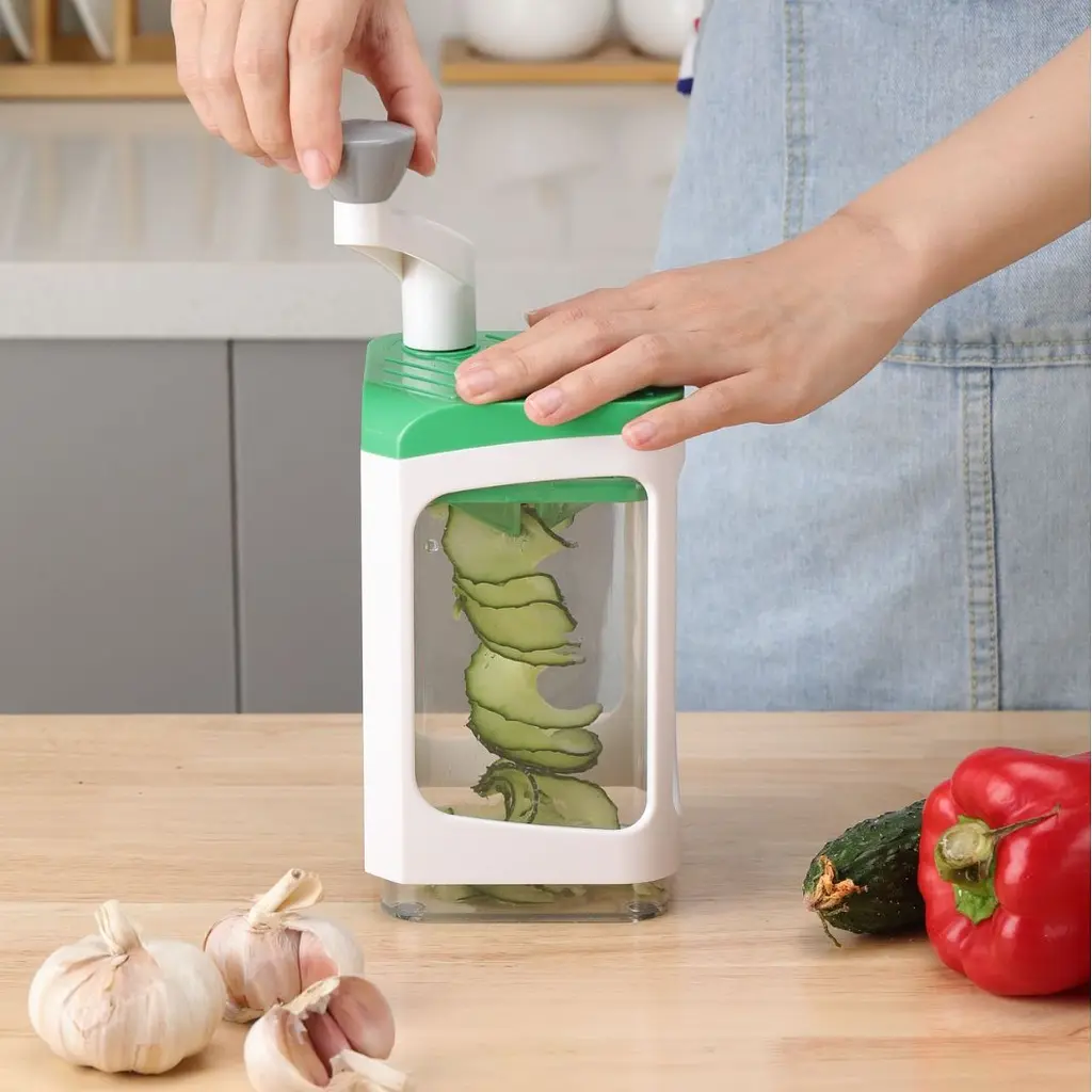 Ручна овочерізка з контейнером Genius Nicer Dicer Кухонний слайсер - терка з насадками 7 в 1 - фото 2