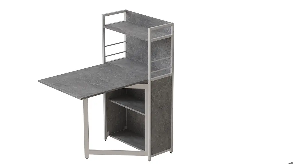 Стіл книжка з етажеркою Практик 1 Ferrum-decor 1200x640x990 Білий метал ДСП Бетон 16 мм (FRD-104624) - фото 2