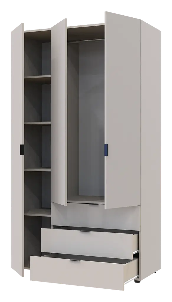 Шафа для одягу Doros Гелар Кашемір 3 ДСП 116.2х49.5х203.4 (80737633) - фото 3