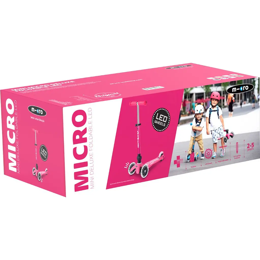 Самокат Micro Mini Deluxe Foldable LED Рожевий (MMD197) - фото 7