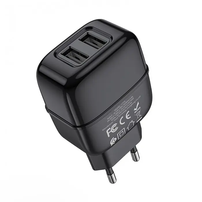 Зарядне мережне HOCO C77A Highway 2USB 2.4A Micro USB Чорний - фото 4