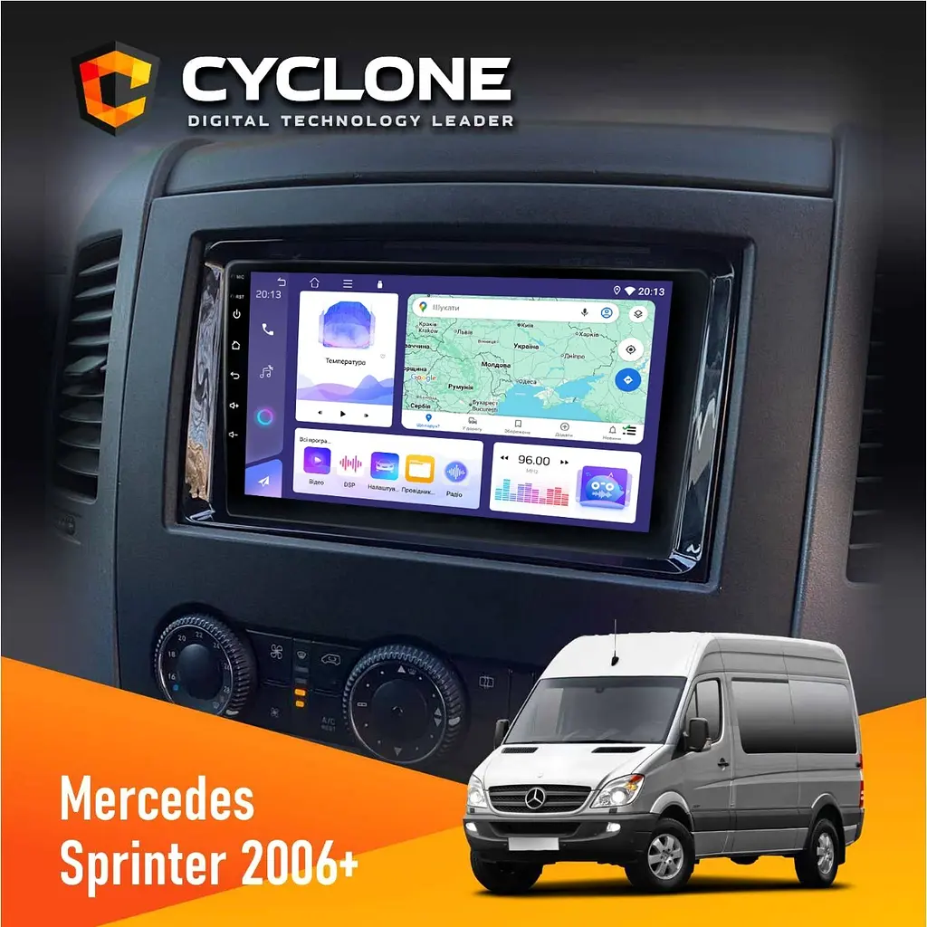 Штатна магнітола Mercedes-Benz Sprinter (W906) 2006+ Cyclone C9-011 4x64 DSP Cyclone (НФ-00007671)