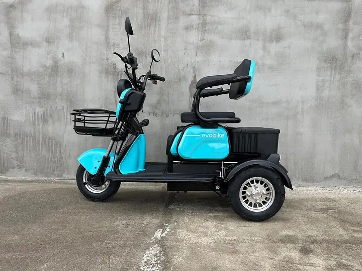 Електроскутер триколісний EVOBIKE Luna TRIO PRO 1200W 60V 20Ah (2026) зі знімним графеновим акумулятором та пасажирським сидінням | Синій - фото 6