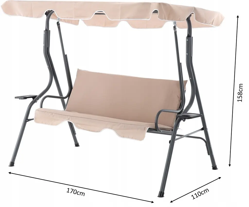 Садовые качели Garden Line VIP антрацит 170 x 110 x 153 см - фото 3