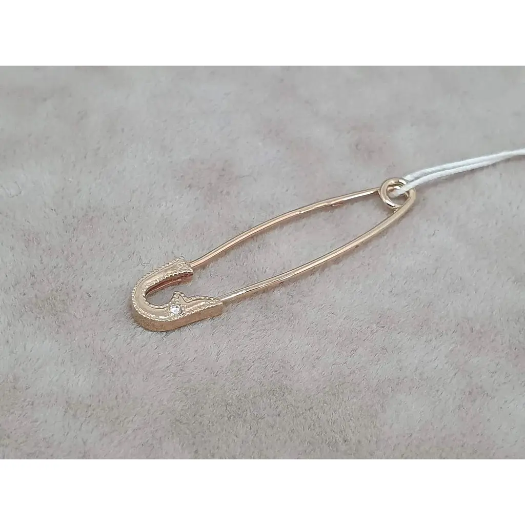 Золота брошка-шпилька Гаразд з діамантом. 3083387 - фото 2