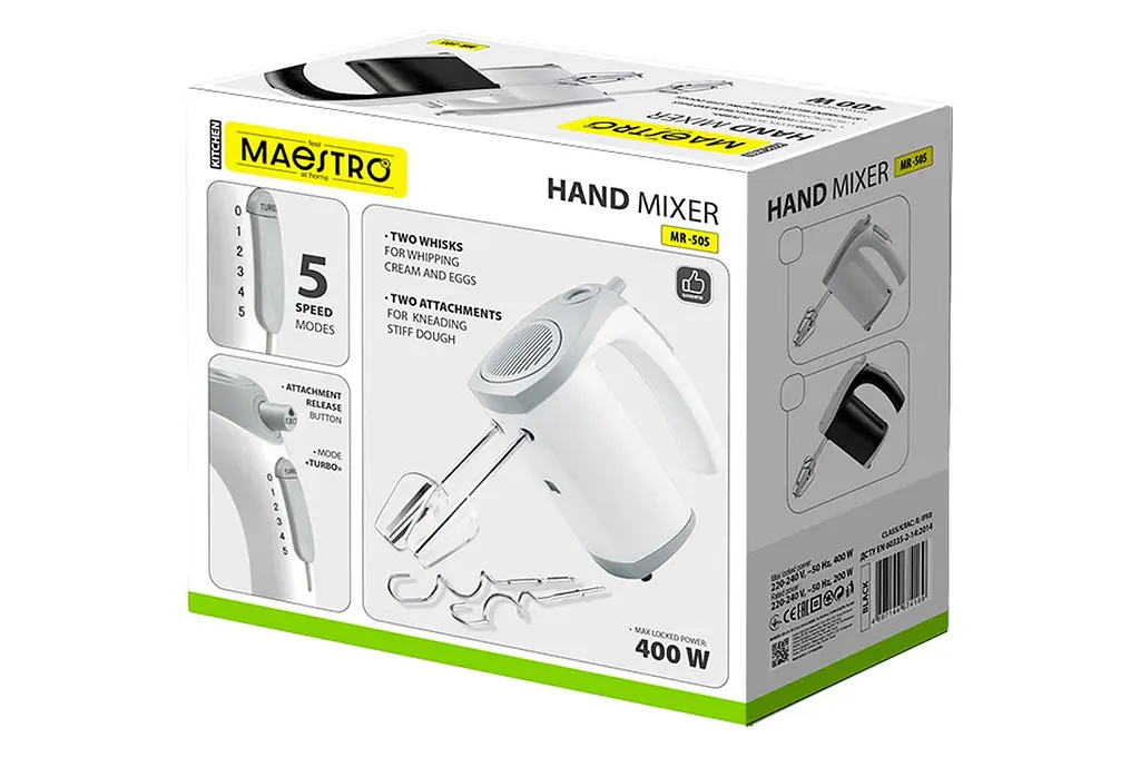 Миксер ручной погружной кухонный Maestro MR-505-WHITE 400Вт белый - фото 5