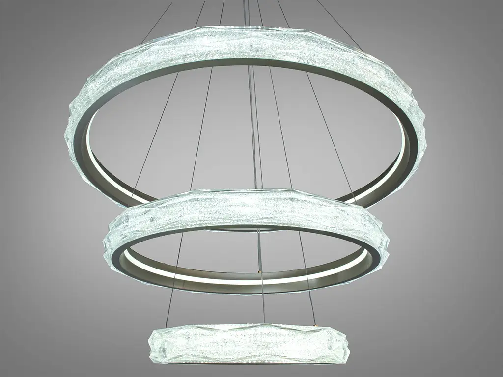LED-люстра для залу Diasha 583-800+600+400G золото, 3 кільця, 250 Вт, 80 см, до 40 м2 - фото 2