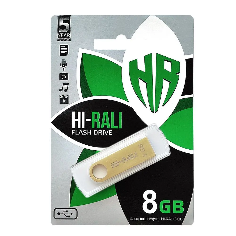 Флеш-накопитель USB 8GB Hi-Rali Shuttle Series Gold (HI-8GBSHGD) - фото 2