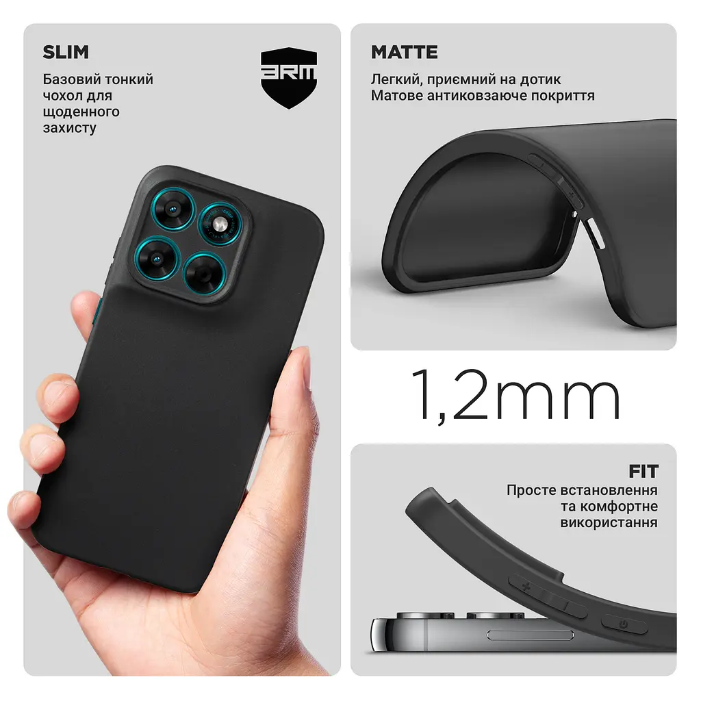 Чехол-накладка для смартфона Motorola G77 5G противоударный, силиконовый, термополиуретановый (ТПУ), с защитой камеры и корпуса, черный, защита всего корпуса, ArmorStandart (ARM91025) - фото 3