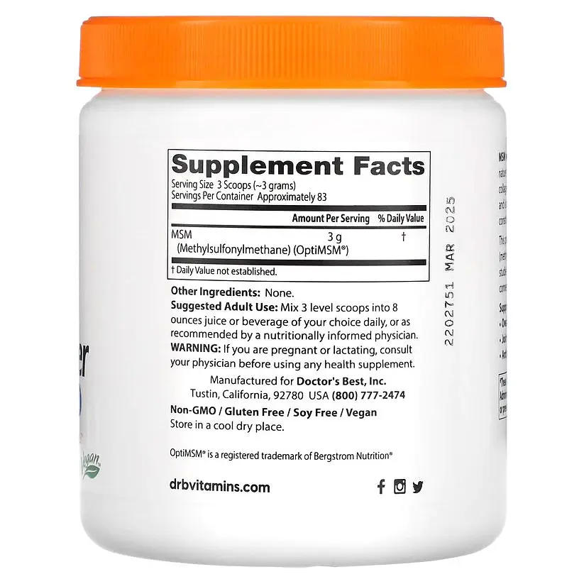Метилсульфонілметан Doctor's Best MSM Powder with OptiMSM, 250 грам - фото 2