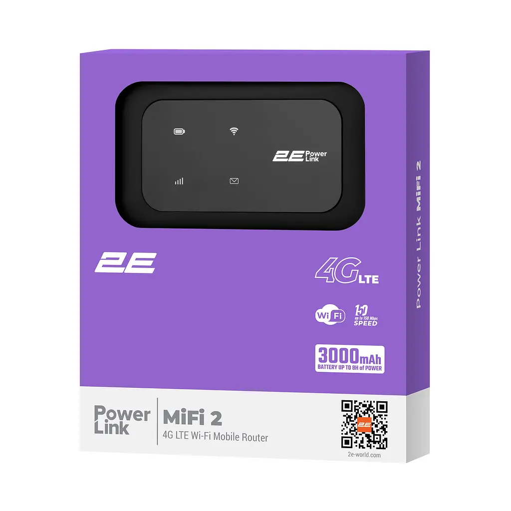 3G/4G/LTE мобільний роутер 2E PowerLink MiFi-2, N150, LTE, Wi-Fi4, 1xType-C, 1xCRC9, 3000 мА•год - фото 8