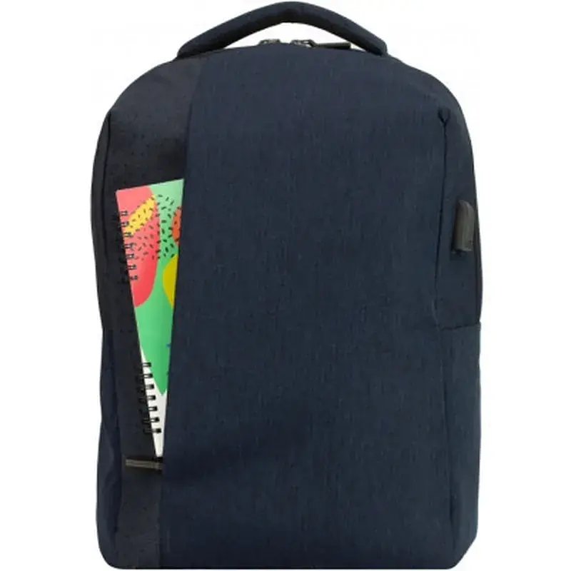 Рюкзак шкільний Optima 17.5" USB Techno чоловічий 0.7 кг 16-25 л Синій з виділеними елементами (O97593-01) - фото 5