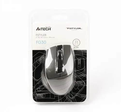 Миша A4Tech Fstyler FG30 2000dpi Black+Grey, USB, Wireless - фото 6