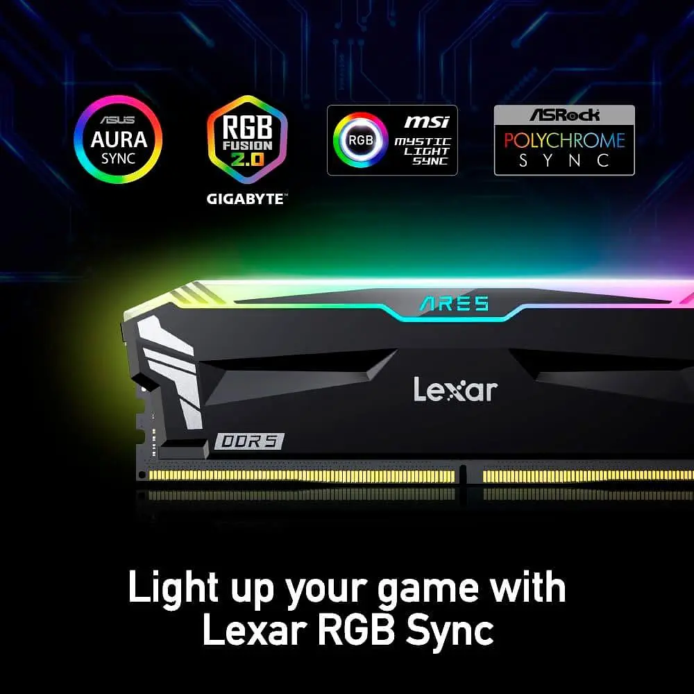 Модуль пам'яті Lexar DDR5 32GB (2X16) Ares 6800MHz RGB Black (LD5U16G68C34LA-RGD) - фото 6