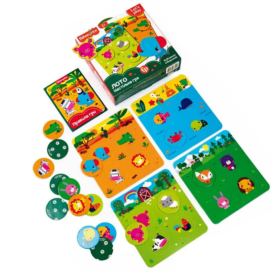 Гра настільна "Fisher Price. Лото. Вивчаємо тварин" VT2910-01, 4 гральні поля - фото 2