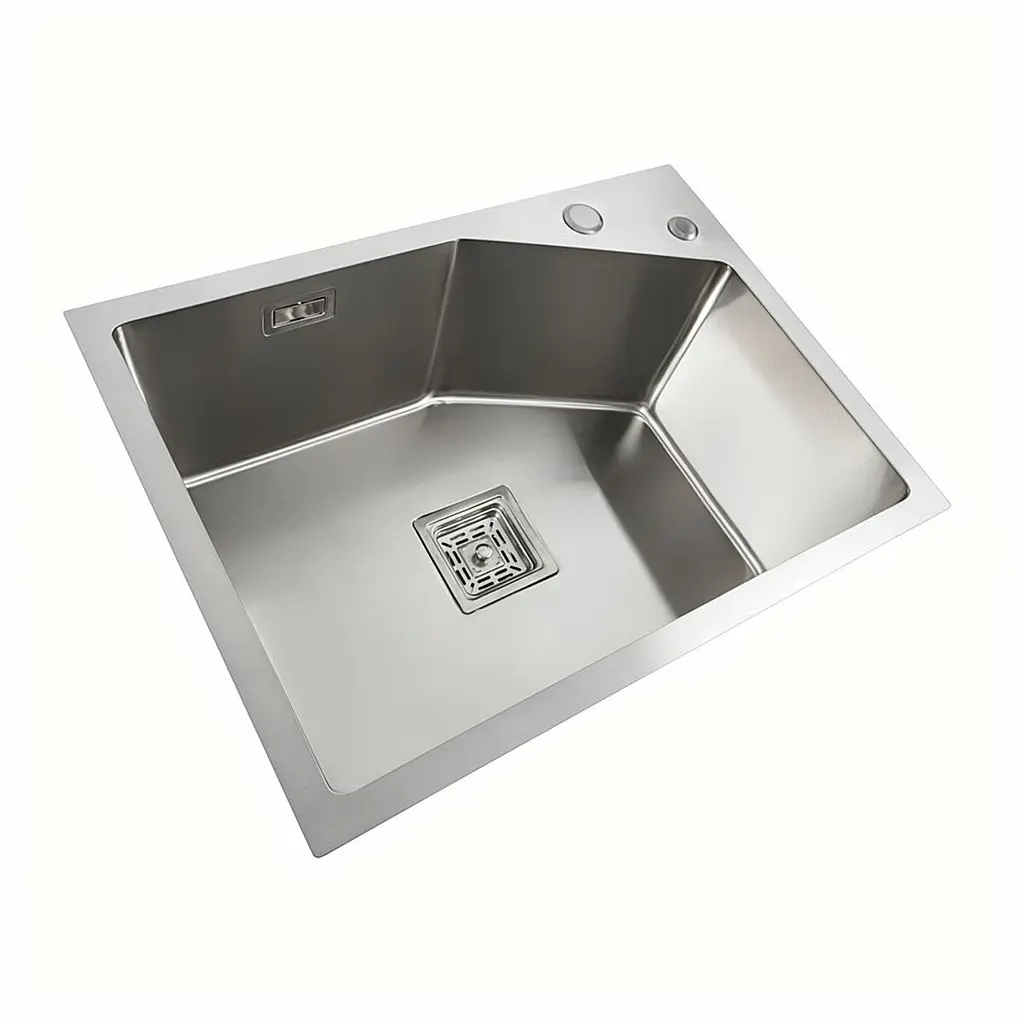 Кухонна мийка Platinum Handmade нержавійка 58x43B HSB (квадратний сифон 3,0/1,0), Нержавіюча сталь - фото 2