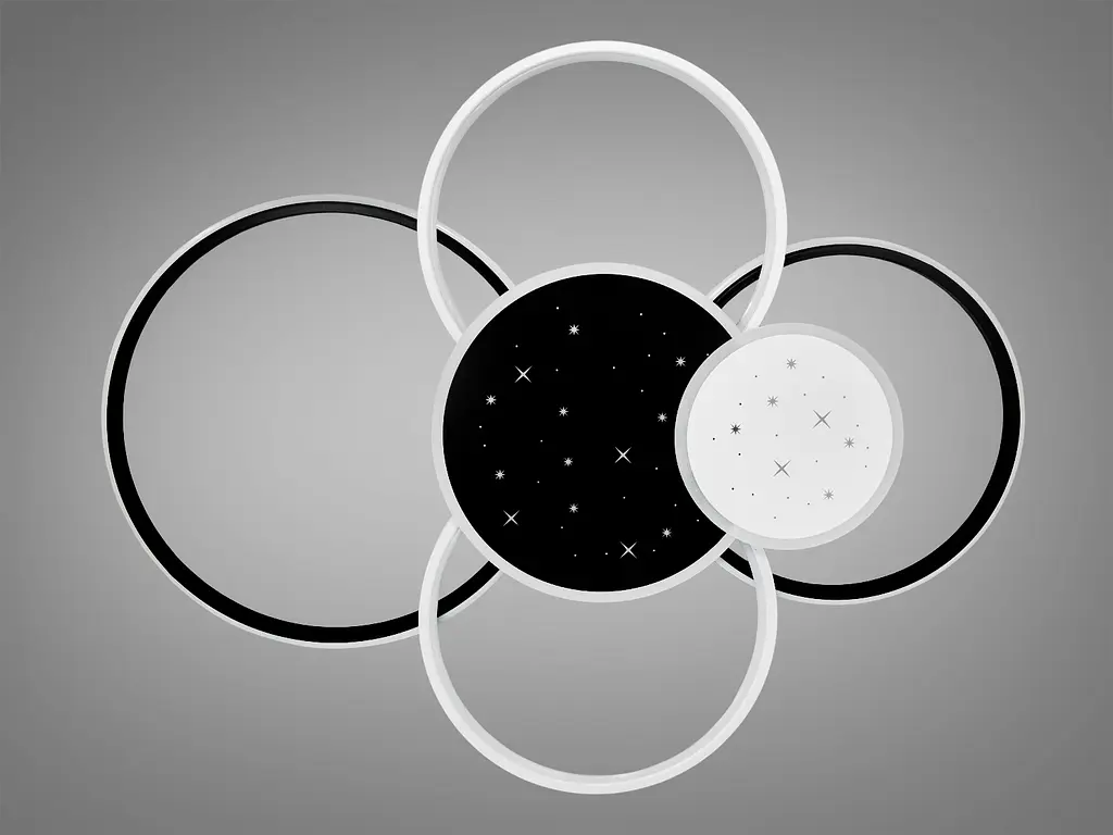 Гармоничная светодиодная потолочная люстра с пультом, 115Вт, белый+черный - фото 4