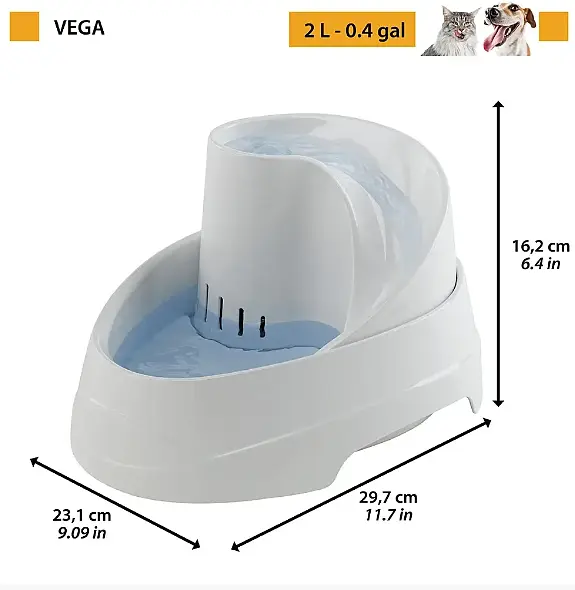 Фонтан-поїлка для собак та котів Ferplast Fountain Vega пластикова біла 23.1х29.7х16.2 см 2 л 71300011 - фото 2
