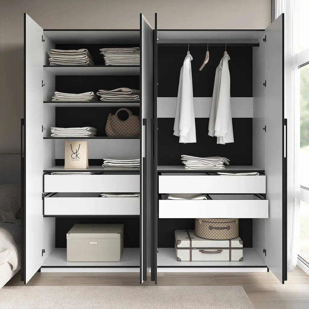 Шафа для одягу Flamecame у спальню зі штангою та поличками на 4 двері FR-20 Венге - фото 6