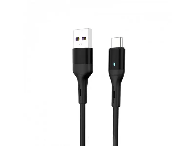 Кабель SkyDolphin S06T LED Smart Power USB-Type-C 1м, Black (USB-000557)