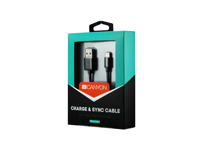 Кабель Canyon (CNS-MFICAB01B) USB - Lightning 1м, Black - фото 3