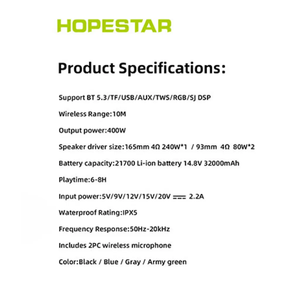 Портативна Bluetooth-колонка Hopestar Party 168 Camouflage green - фото 3