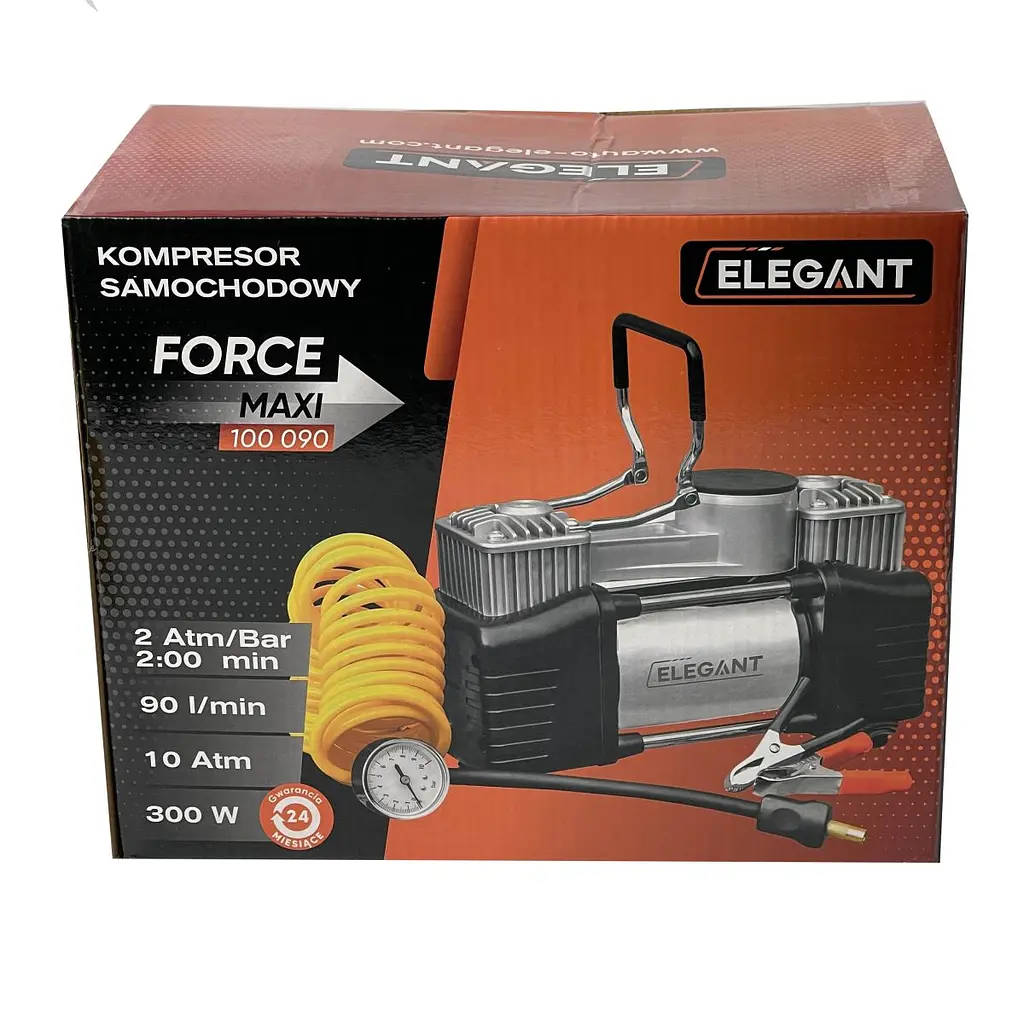 Компресор автомобільний двопоршневий Force MAX 12v 300вт 90л 10атм 14А з дефлятором (EL 100 090) - фото 10