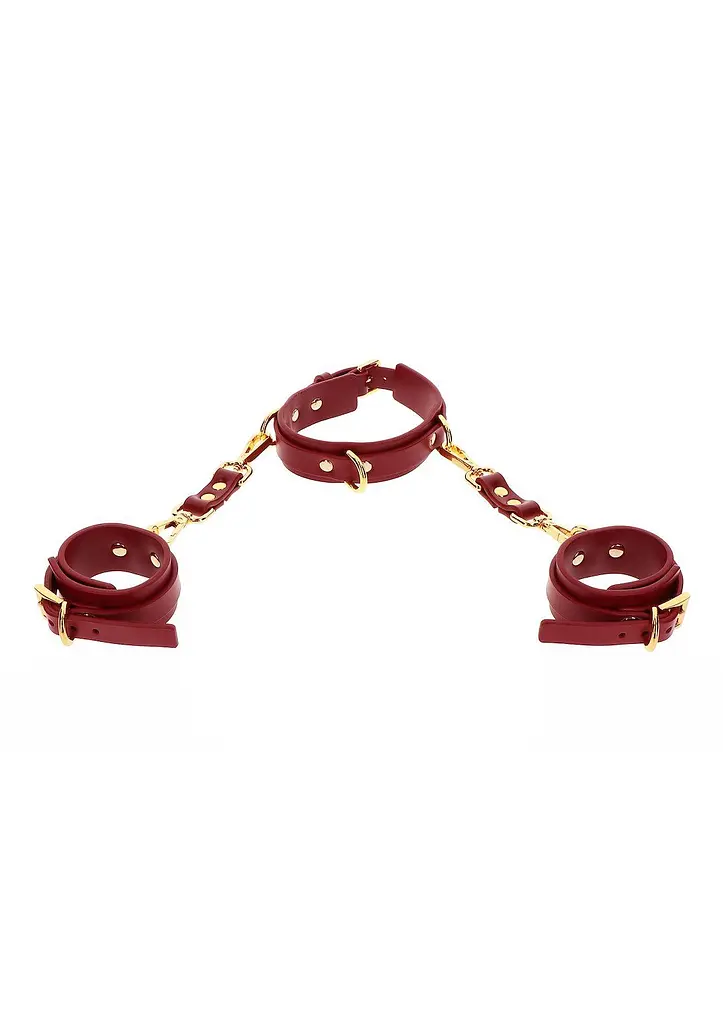 BDSM набір Taboom D-Ring Collar and Wrist Cuffs (червоний) - фото 3