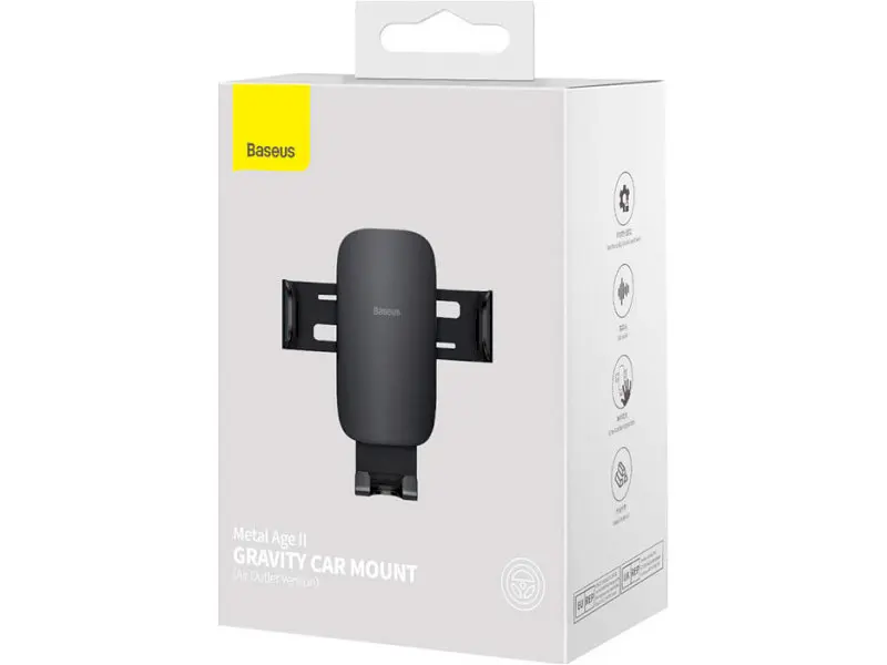 Автомобільний тримач BASEUS Metal Age 2 Gravity Car Mount Air Outlet Version Black (SUJS000001) - фото 5