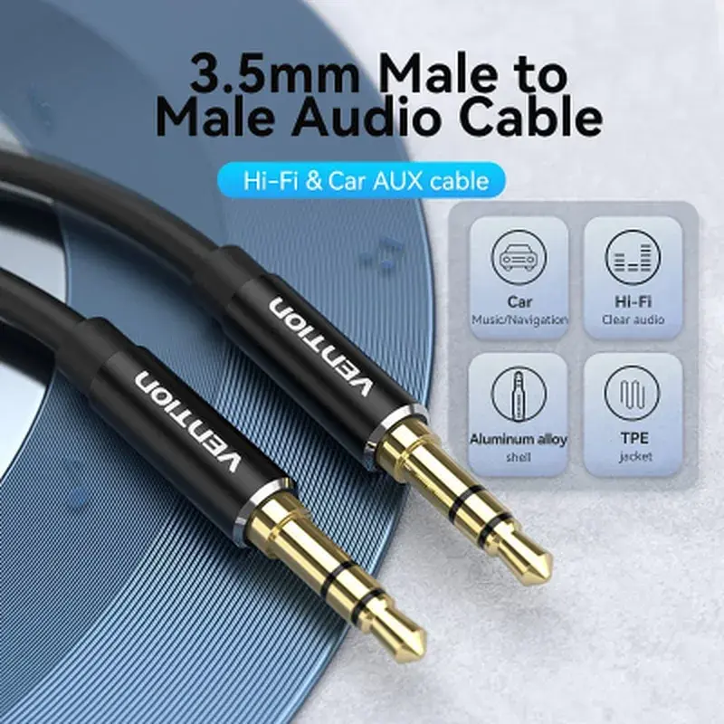 Кабель мультимедійний 3.5mm M to 3.5mm M 1.5m black Vention (BAXBG) - фото 3