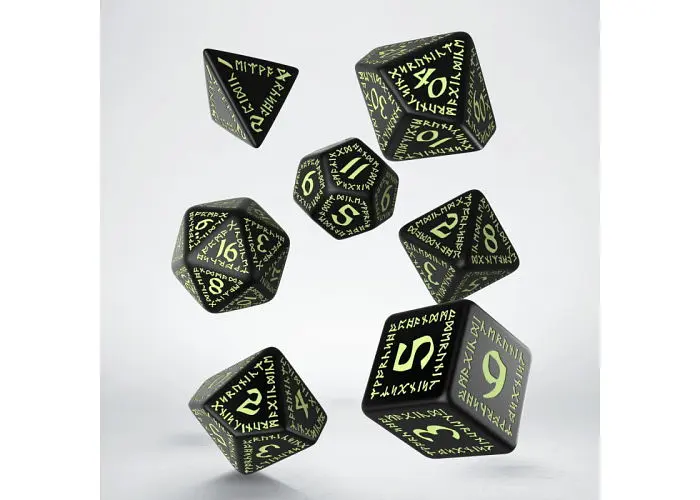 Набор кубиков Runic Black & glow-in-the-dark Dice Set , 7 шт. (SRUN03) - фото 2