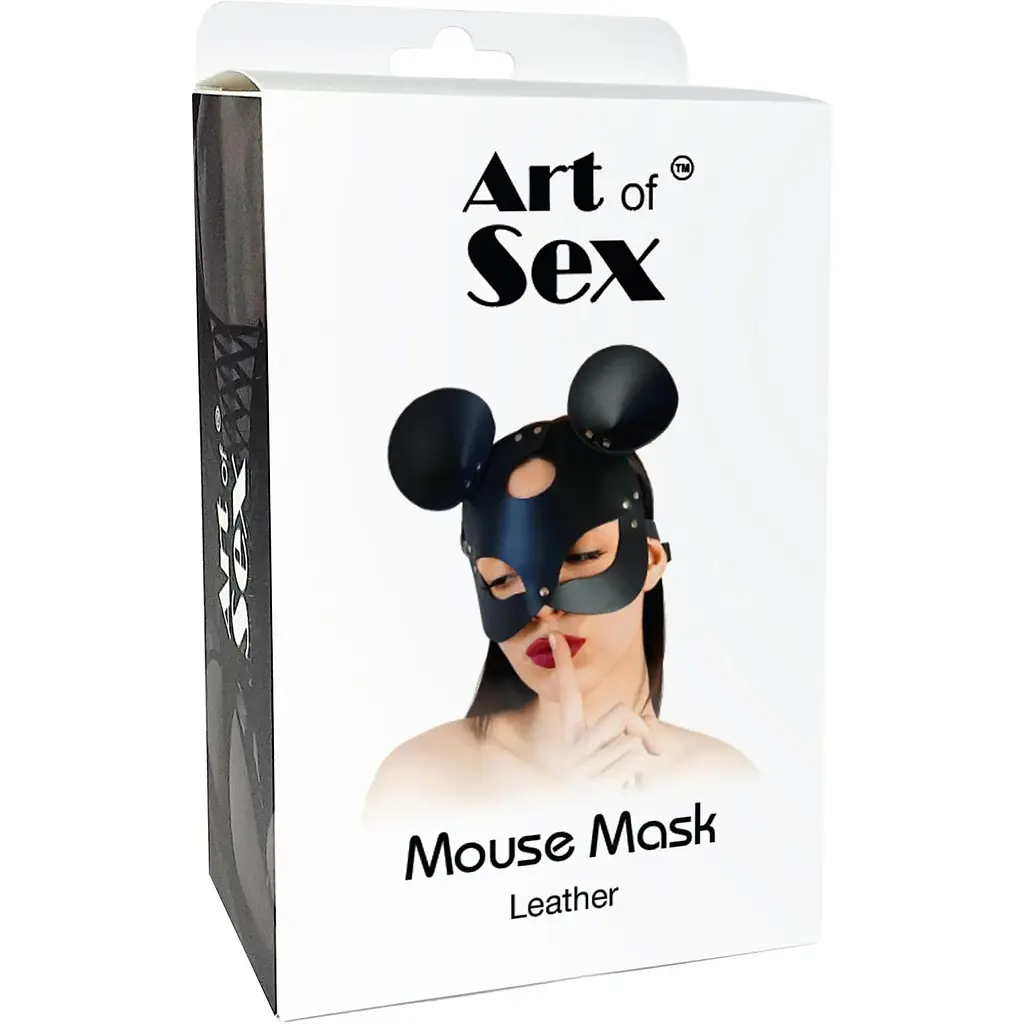 Шкіряна маска зайчика Art of Sex - Mouse Mask, колір Чорний - фото 5
