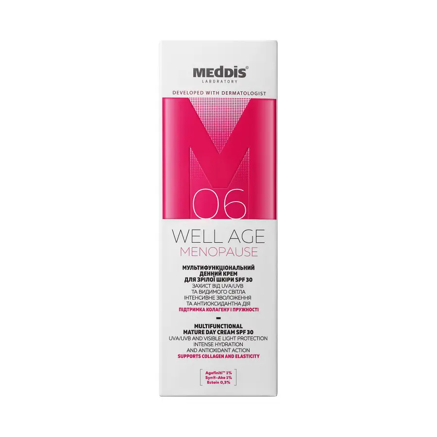 Мультифункціональний денний крем для зрілої шкіри SPF 30 Well Age Menopause Meddis 50 мл - фото 3