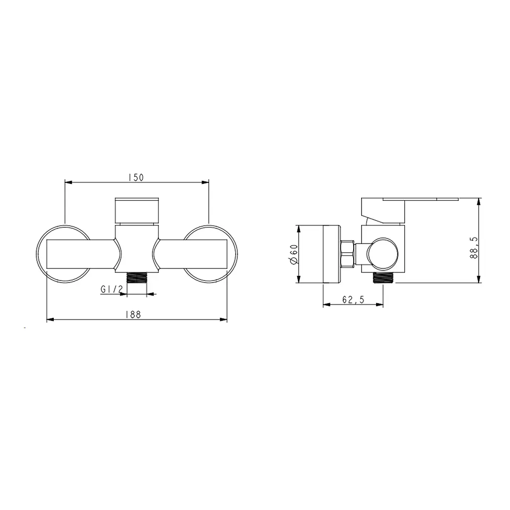 Змішувач для душу Lidz Luna 010 (з душовим гарнітуром) (k35) LDLUN010NKS46095 Nickel - фото 2