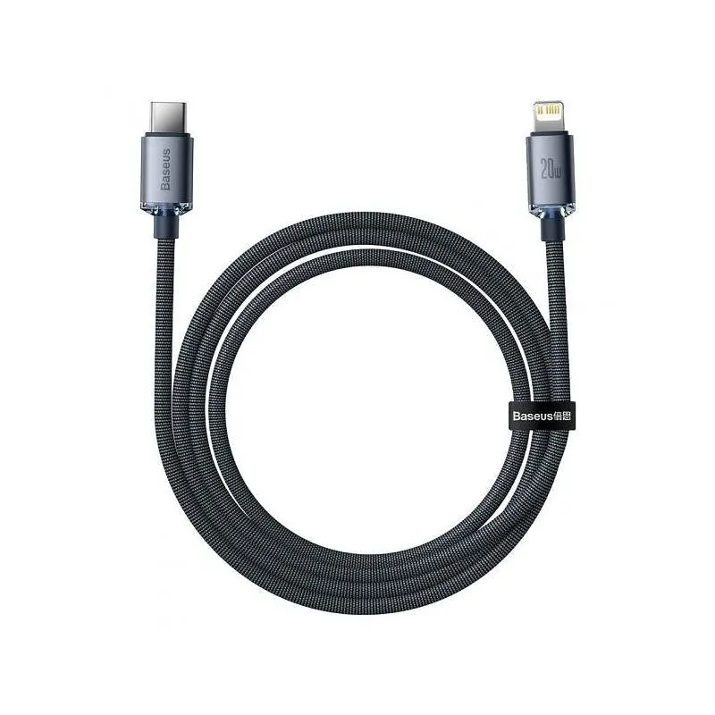 Кабель Baseus Crystal Shine Series USB-C to Lightning 20W 2m Black (CAJY000301) [83467] - фото 2