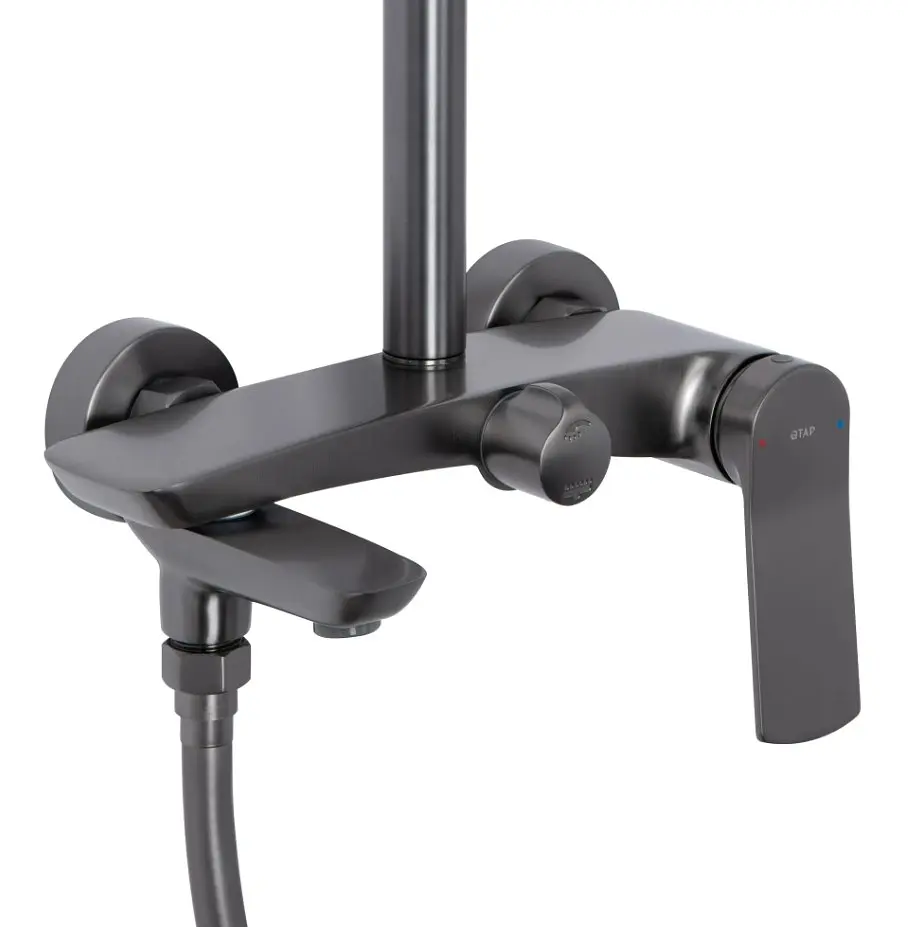 Душова система універсальна Qtap Slavonice Gunmetal Black PVD з виливом QTSLA111GMB45910 - фото 2