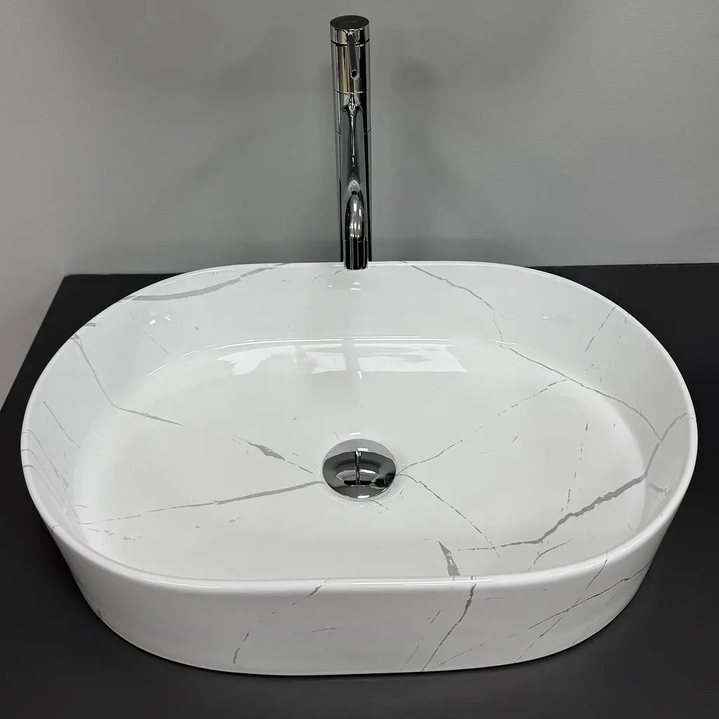 Умивальник VBI Verona накладний 50x34 см marble white glossy VBI-011330 - фото 6