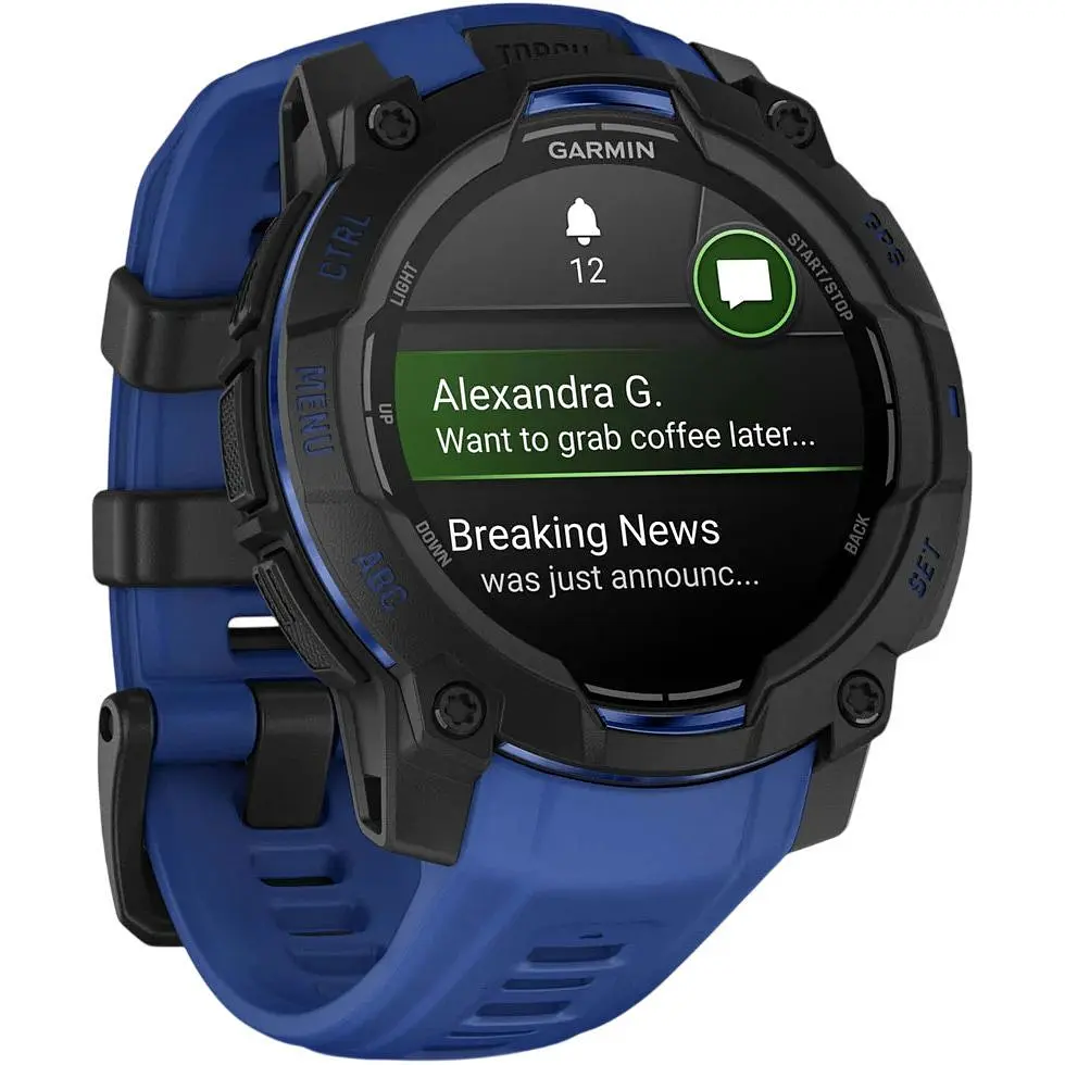 Смарт-годинник Garmin Instinct 3 AMOLED 45mm Black with Blue Band (010-02936-03) [156743] - фото 3