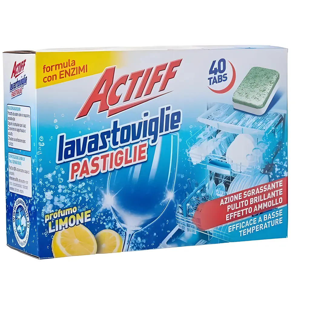 Таблетки для посудомийної машини ACTIFF PASTIGLIE LAVASTOVIGLIE TAB з ароматом лимону 40 шт.