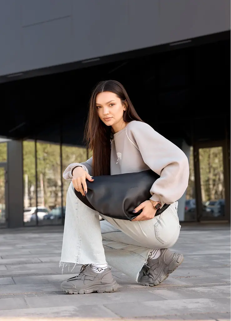Сумка жіноча Sambag HOBO BAG-GLOVE Чорна 28 х 58 х 4 см (53400001) - фото 6