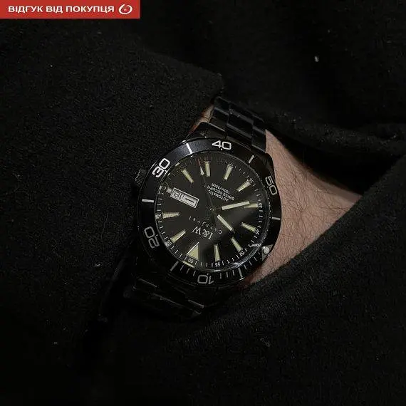 Мужские механические наручные часы Carnival Shark 10 Bar (Черные) - фото 5
