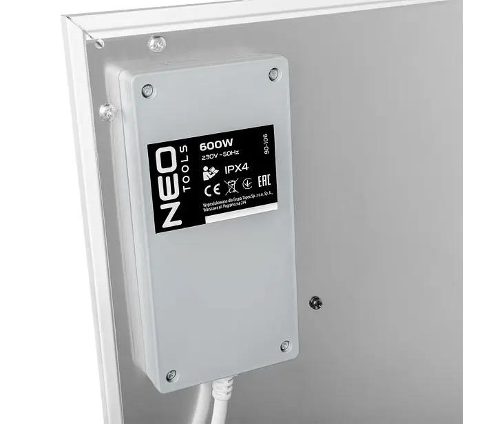 Інфрачервоний обігрівач Neo Tools 600 Вт, Білий (90-106) - фото 3