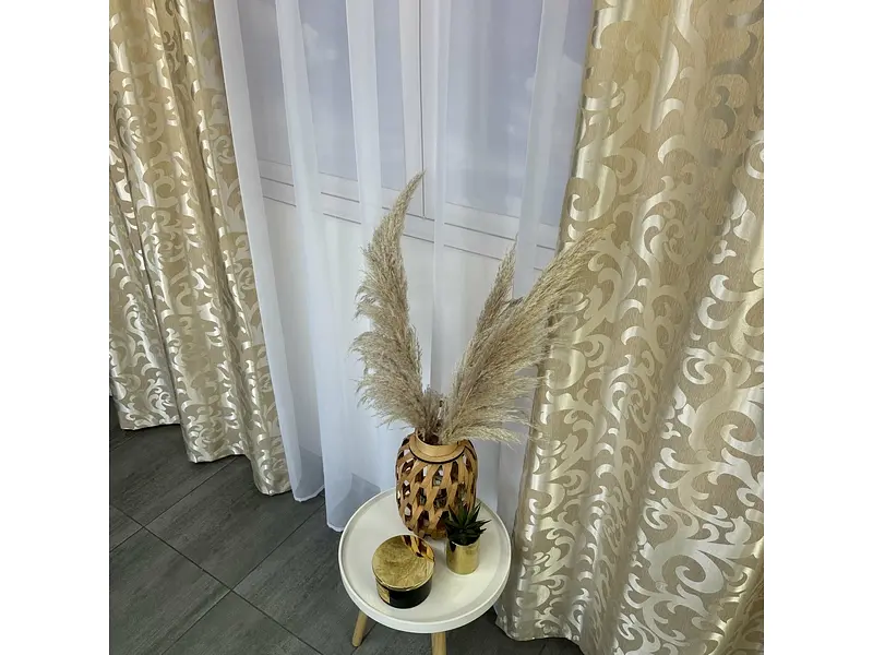 Штори жаккард "Вензель" бежеві 150х270 см, 2шт, тасьма ALBO pbe0052935 - фото 9