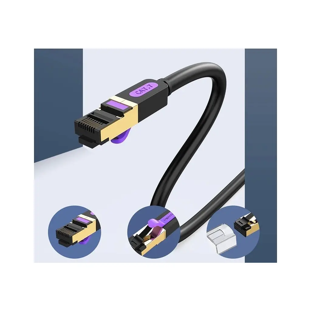 Патч-корд 5м, S/FTP cat 7 RJ-45 black Vention (ICDBJ) - фото 2