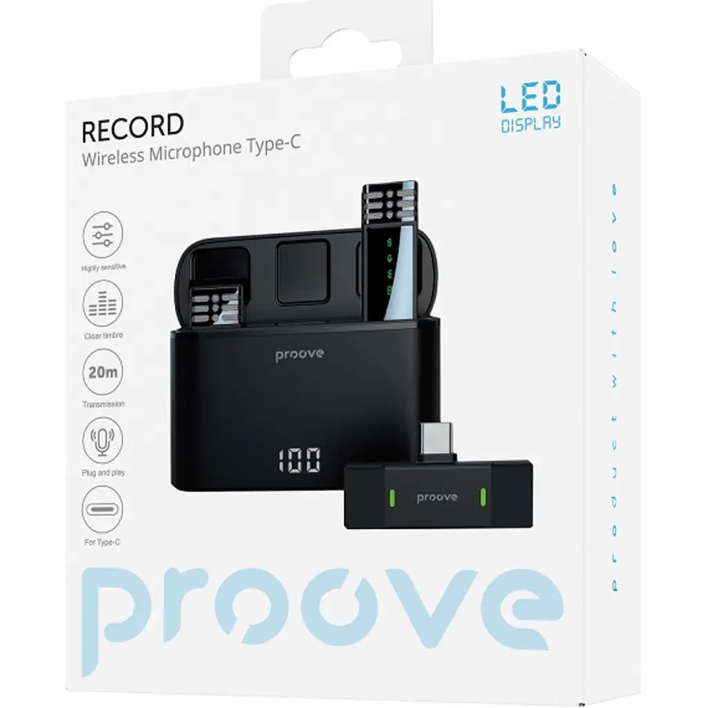 Мікрофонна радіосистема Proove Record USB-C Black (PMRC00010202) [109438] - фото 6
