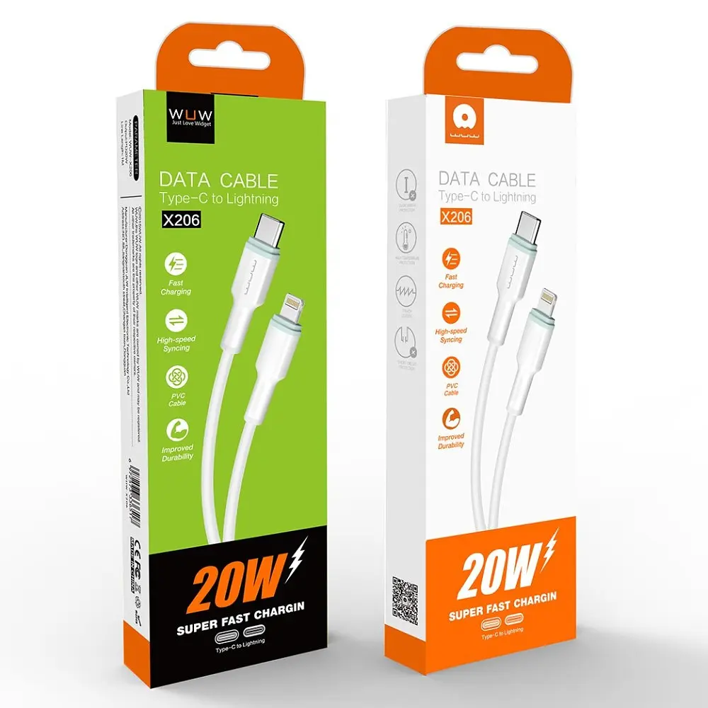 Кабель WUW-X206 Type-C to Lightning PD20W 1m білий - фото 2