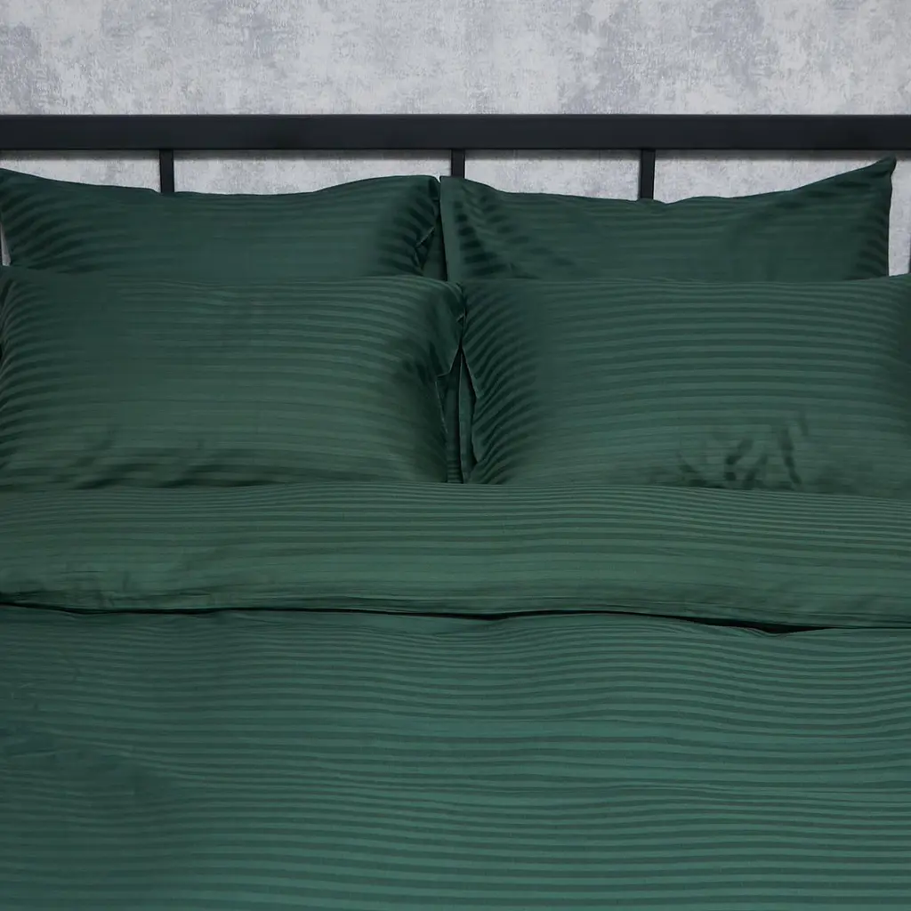 Комплект постільної білизни Moon&Star Satin Stripe Mystic Green Полуторний Євро 160х220 наволочки 2х40х60 - фото 6